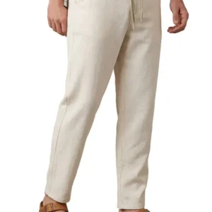 Pantalon en 100 % Lin Relaxed Fit ( Beige ) Ref-LN722FR